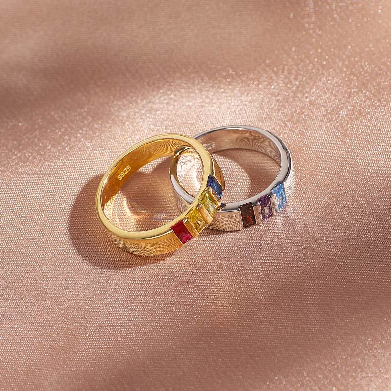 Baguette-Cut Birthstone Band Ring