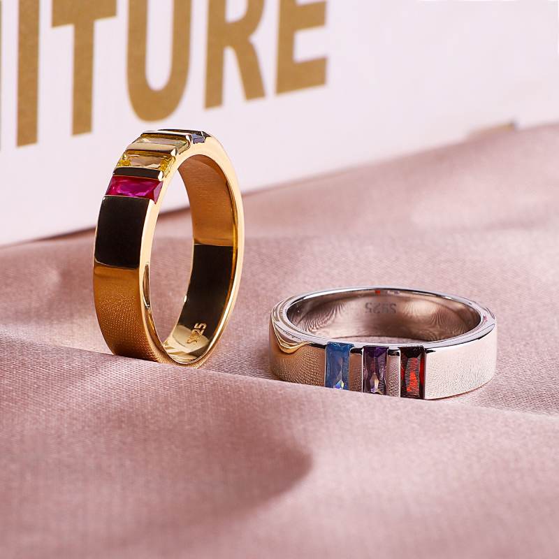 Baguette-Cut Birthstone Band Ring