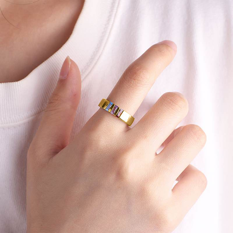 Baguette-Cut Birthstone Band Ring